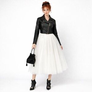 North Bound Black Leather Cropped Asymmetrical Zipper Jacket